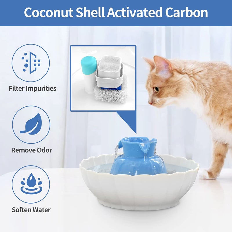 VinDox 10 Pack Cat Water Fountain Replacement F-ilters, 8 Pack Pet Fountain Replacement F-ilters and 2 Pack Foam Filters for Tritone/Fiumi Ceramic Pet Lotus Ceramic Pet Drinking Fountain - Image 4